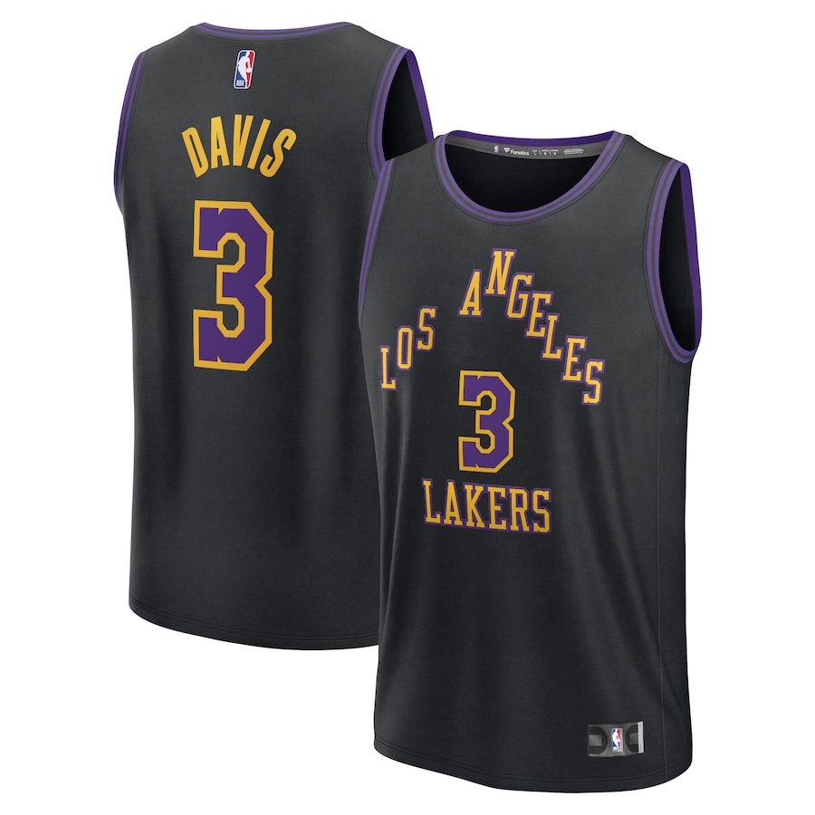 Men Los Angeles Lakers #3 Anthony Davis Fanatics Branded Black City Edition 2023-24 Fast Break NBA Jersey->youth nba jersey->Youth Jersey